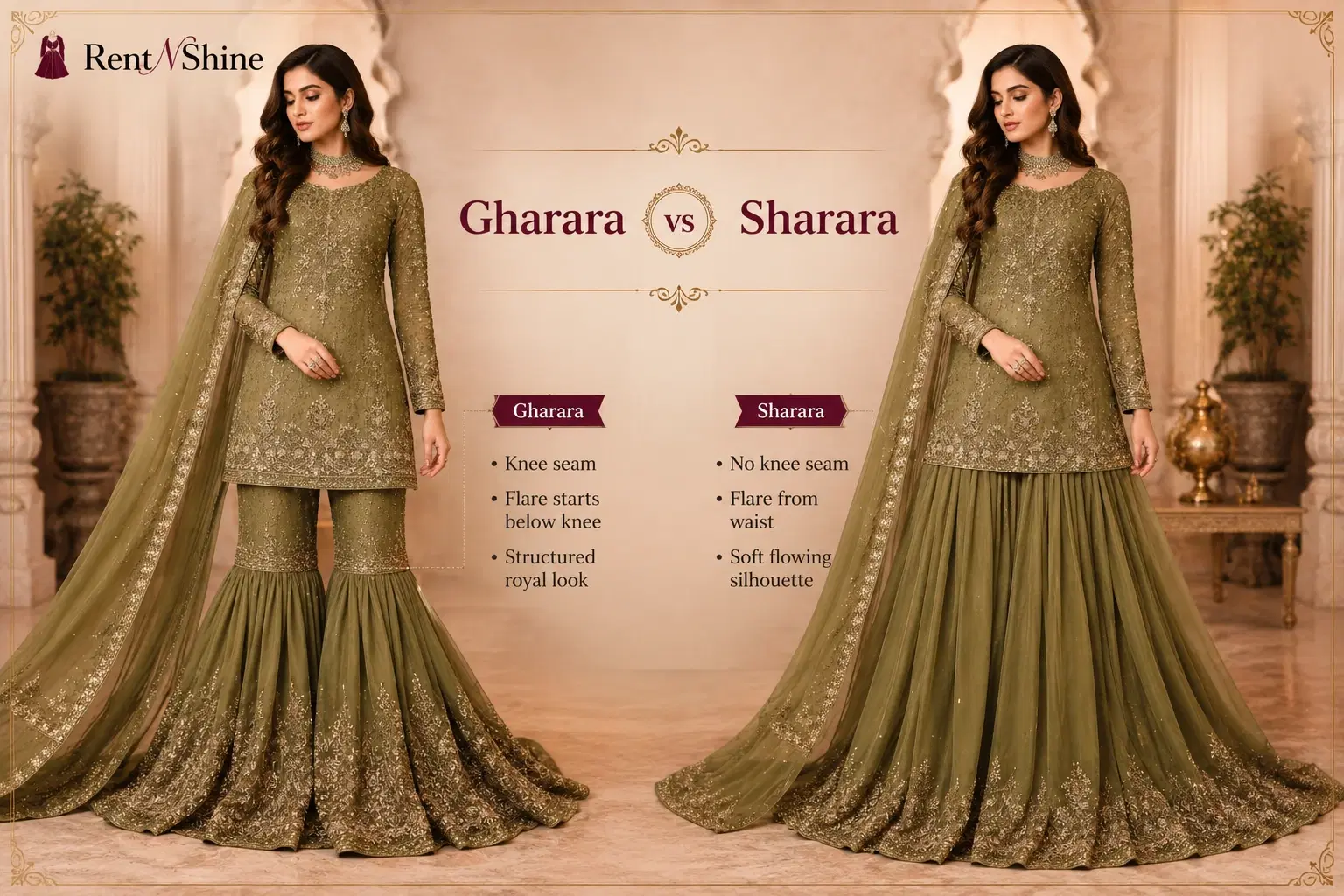 Gharara vs Sharara: Which Bridal Style Should You Rent?
