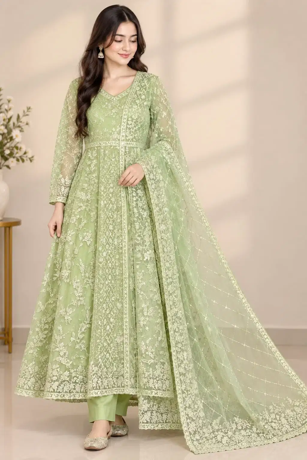 Green Net Maxi / Gown