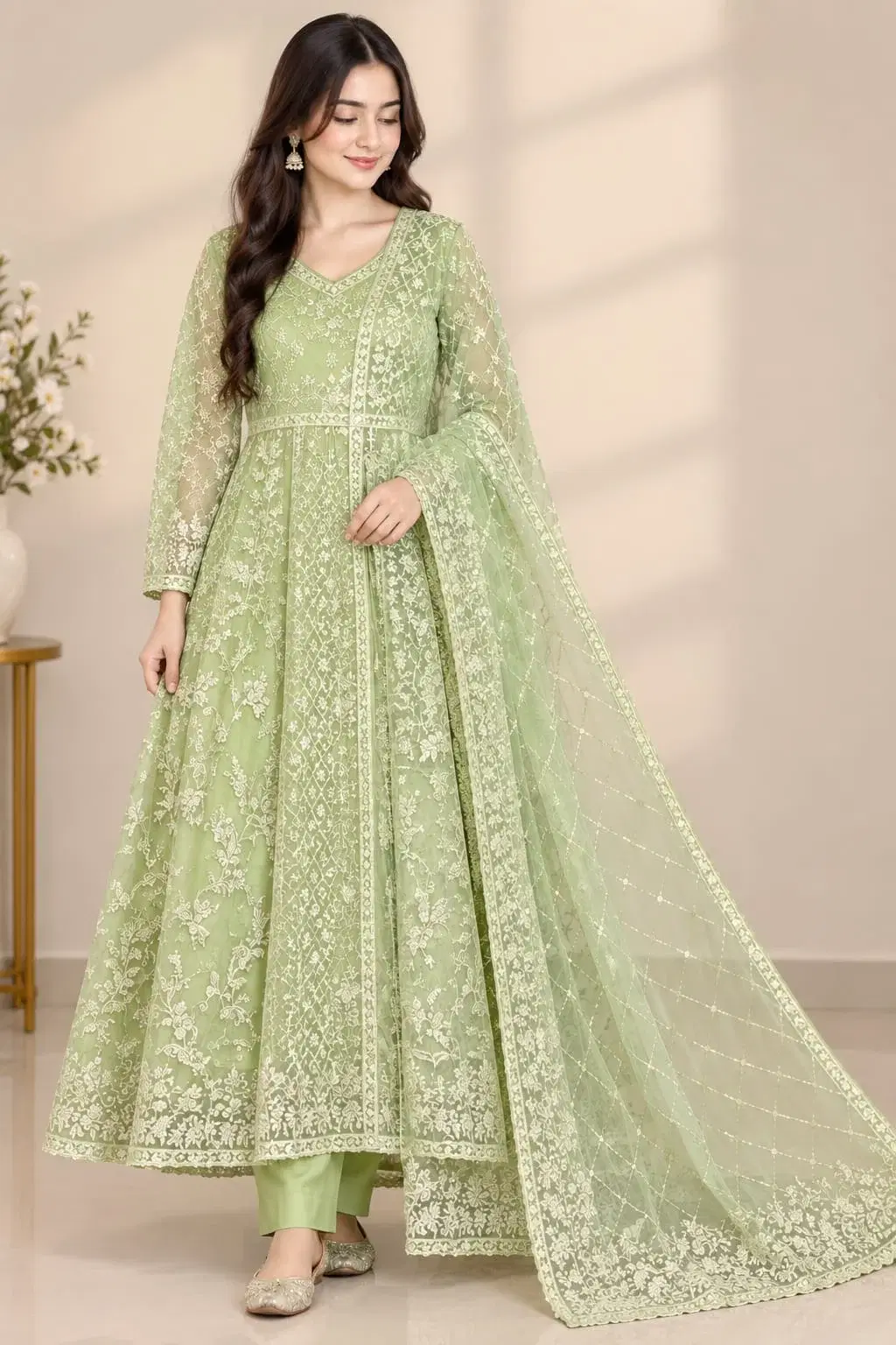 Green Net Maxi / Gown