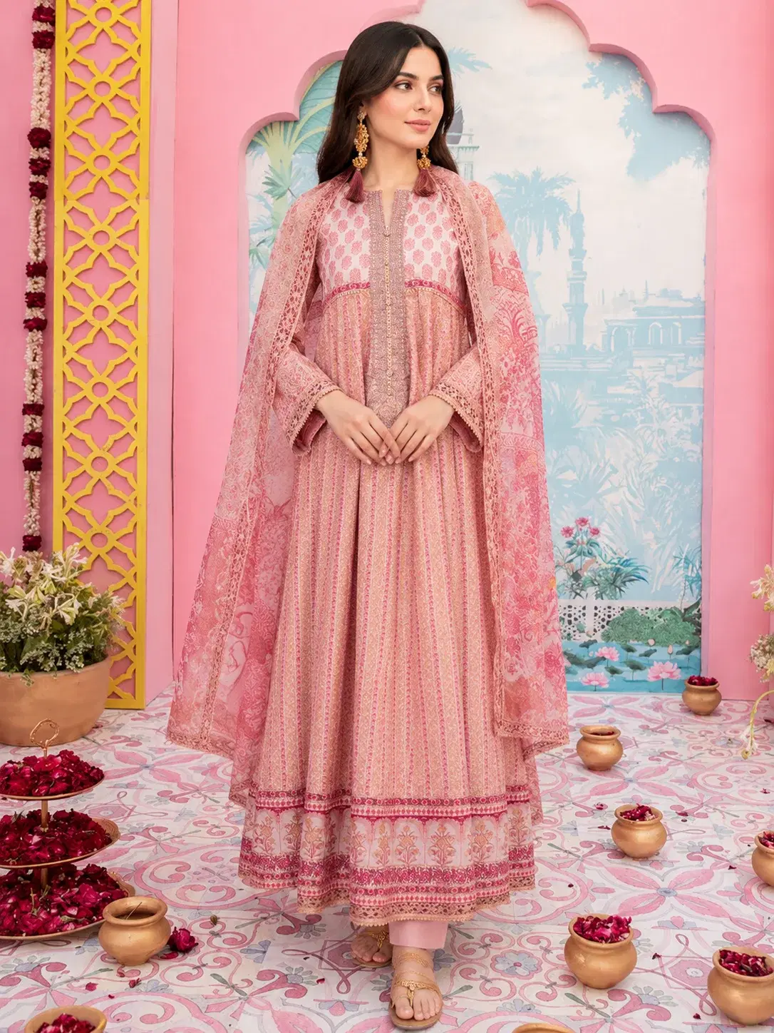 Pink Classic Anarkali by J. (junaid Jamshed)